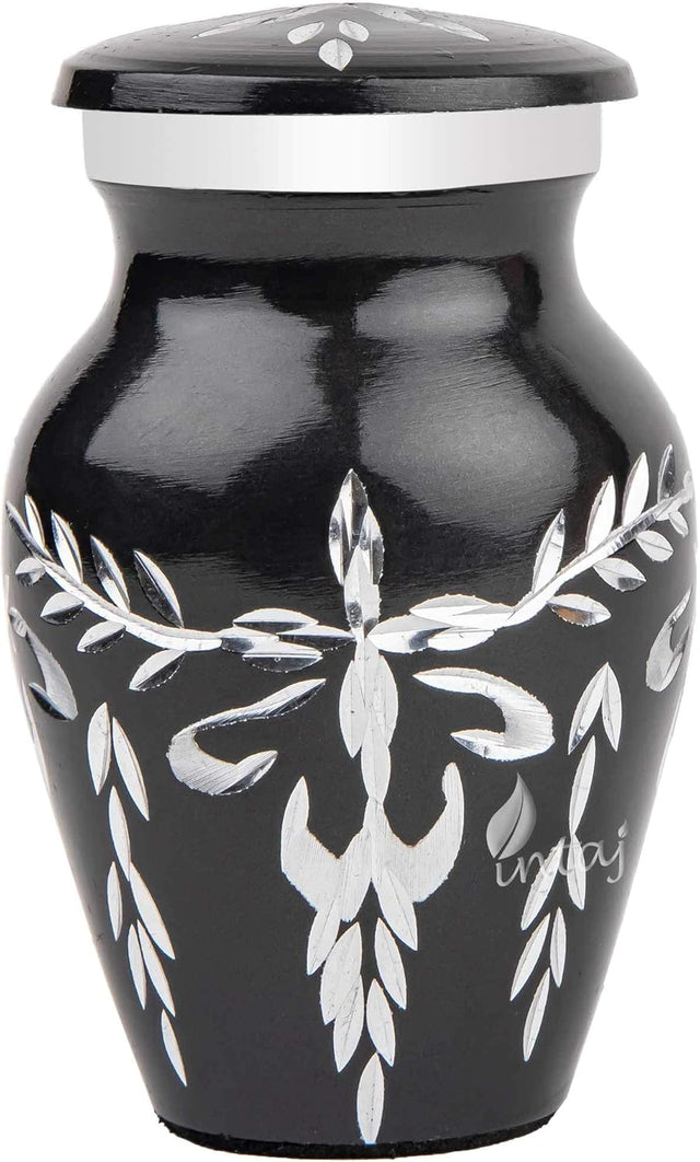 Handcrafted Diamond Cut Cremation Urn – Charcoal Finish Design – Suitable for Adult Men & Women – Small Set of 1