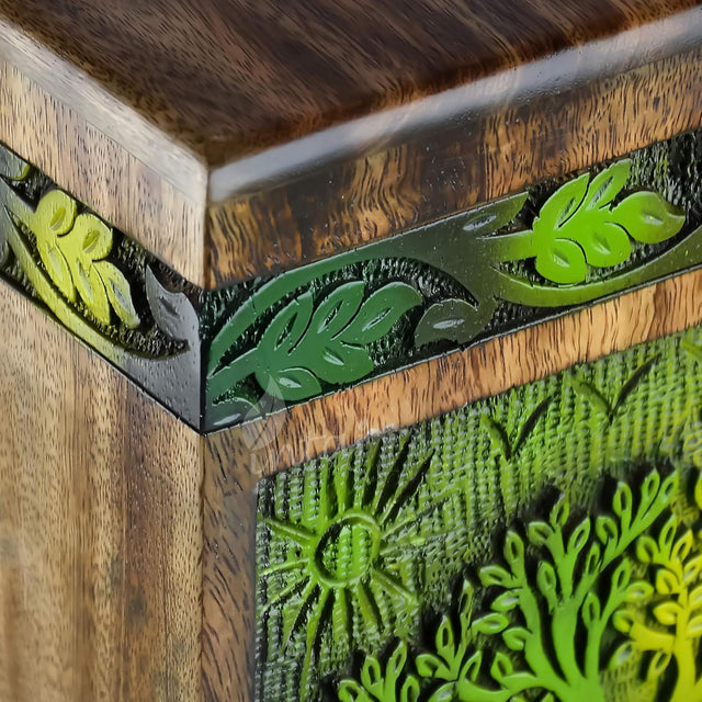 Handcarved Wooden Cremation Urn – Tree of Life Design – Suitable for Adult Men & Women, Mom & Dad – 100 Cu/in Capacity