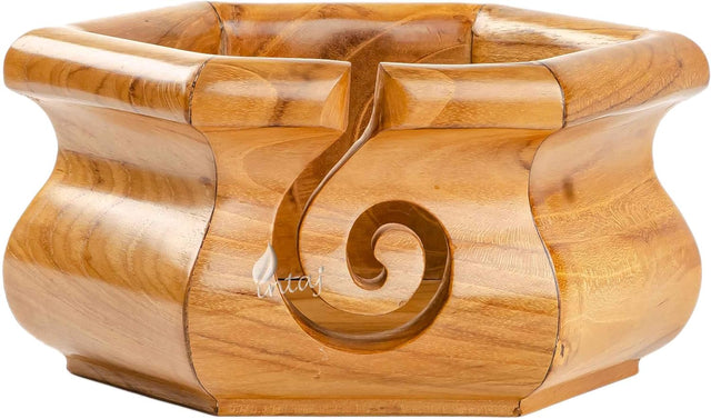 Handmade Large Wooden Yarn Bowl for Knitting Crochet Perfect Yarn Holder Rosewood Bowl for Mothers Day Christmas Gift (X-Large - 7x4, Caramel Hexagon)