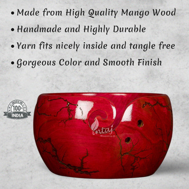 Handcrafted Wooden Yarn Bowl – Rosewood Design – Suitable for Knitting & Crocheting – Perfect Gift for Mothers Day & Christmas – Large Size