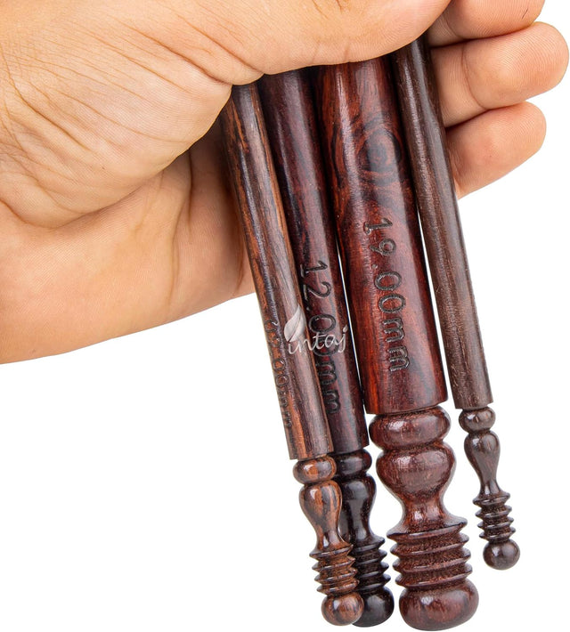 Rosewood Jumbo Crochet Hook Set Handmade, 15 Sizes Upto 25MM Wooden Crochet Hooks for Knitting, Size Engraved - Wooden Yarn Bowl Crochet Hook Accessories (Set of 15 3.5-25mm, Rosewood)