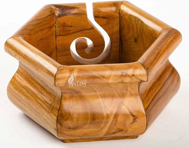 Handmade Large Wooden Yarn Bowl for Knitting Crochet Perfect Yarn Holder Rosewood Bowl for Mothers Day Christmas Gift (X-Large - 7x4, Caramel Hexagon)