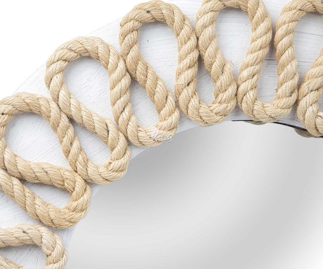 Rustic Rope Round Wall Mirror - Nautical Decorative Wall Mirror Handcrafted - Large Wall Home Decor Mirror for Bathroom, Bedroom, Entryway, Living Room (36x36, Natural Brown)