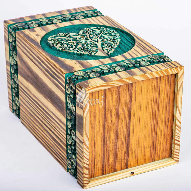 Handmade Rosewood Urn – Heart Pine Tree of Life – Suitable for Adult & Dog Ashes – X-Small (7.5Hx4.25W, 100 Cu/in)