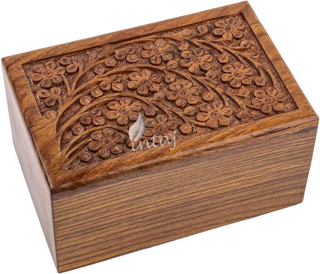 Handcarved Wooden Cremation Urn – Tree of Life Design – Suitable for Adult Men & Women – 185lbs Capacity