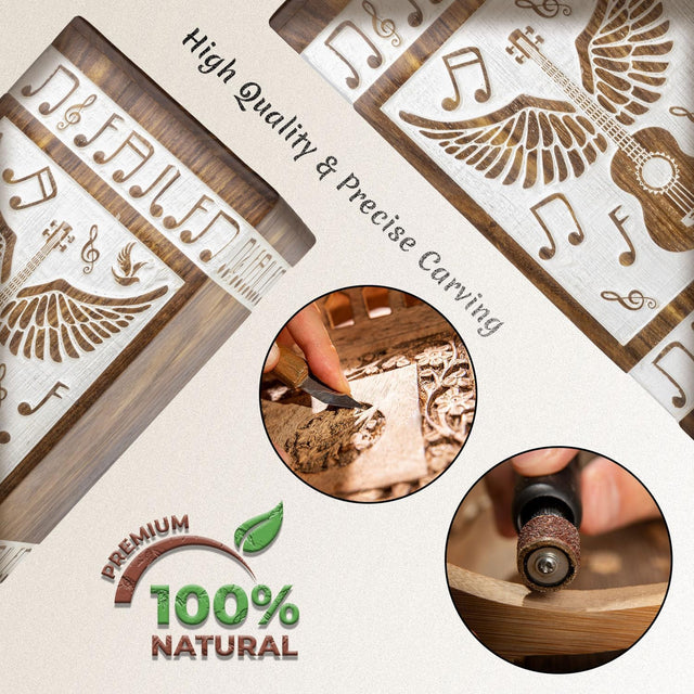 Handcarved Wooden Cremation Urn – Guitar Wings Design in Antique Rosewood – Suitable for Adult Men & Women, Mom & Dad – XS Size (20 Cu/in Capacity)