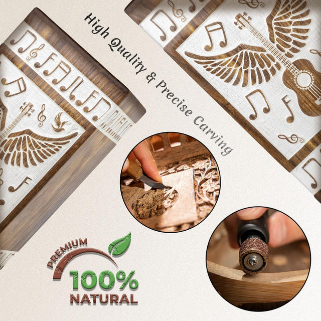 Handcrafted Wooden Cremation Urn – Guitar Wings of Angel – Suitable for Men, Women, Mom & Dad – 250lbs