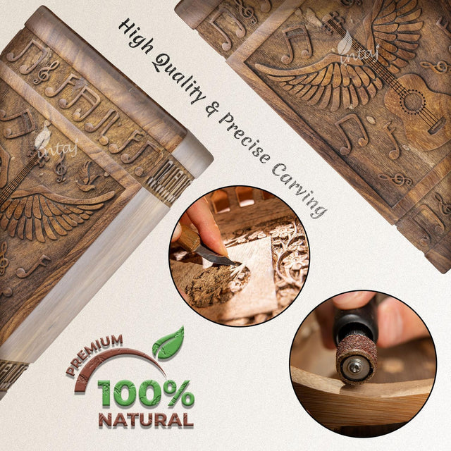 Handcarved Wooden Cremation Urn – Guitar Wings Design in Rosewood – Suitable for Adult Men & Women, Mom & Dad, Dogs & Cats – Set of 4 XS Urns for Ashes