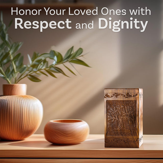 Mini Rosewood Keepsake Urn – Tree of Life – Suitable for Men, Women, Mom & Dad – 20lbs