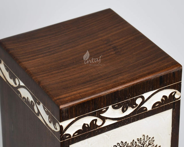 Handcarved Wooden Cremation Urn – Celtic Knot Tree of Life – Suitable for Adult Men & Women, Mom & Dad – 250 Cu/in Capacity