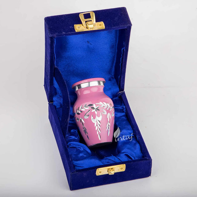 Handcrafted Diamond Cut Cremation Urn – Blush Flamingo Finish – Suitable for Adult Men & Women, Mom & Dad – Small Set of 1