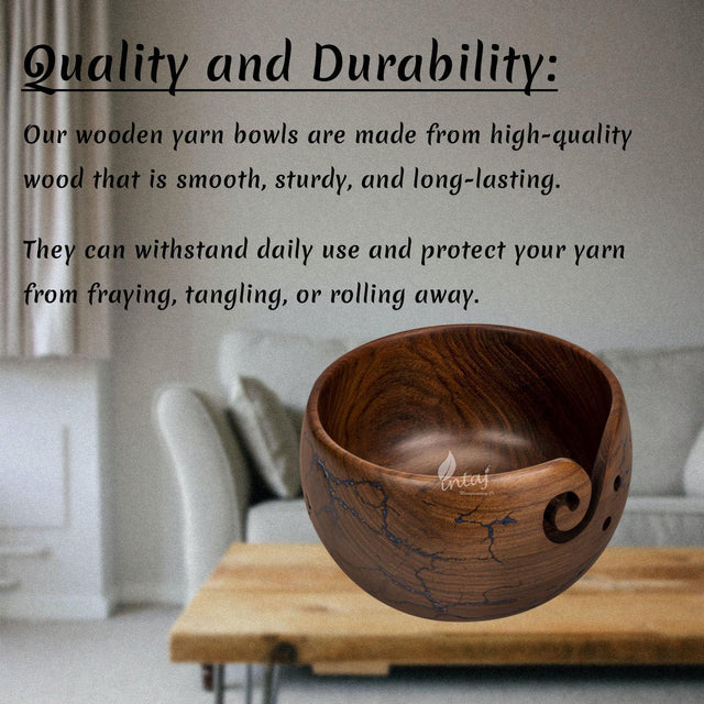 Handcrafted Wooden Yarn Bowl – Rosewood, Perfect for Knitting & Crocheting – Ideal Gift for Mothers Day & Christmas – Large Size