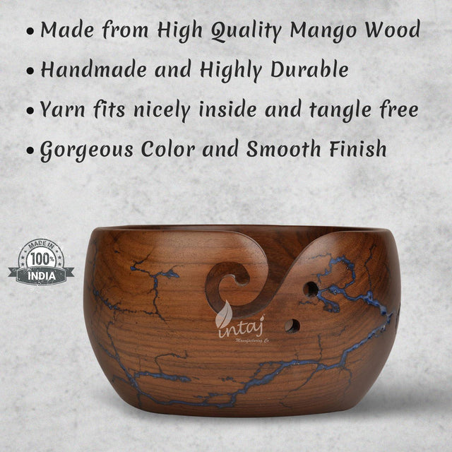 Handcrafted Wooden Yarn Bowl – Rosewood, Perfect for Knitting & Crocheting – Ideal Gift for Mothers Day & Christmas – Large Size
