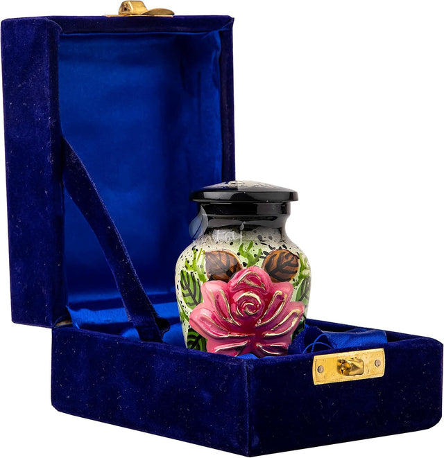 Handcrafted Floral Cremation Urn – Lotus Rainbow Design – Suitable for Adult Men & Women