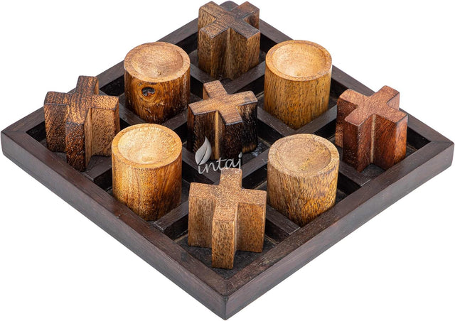 Tic Tac Toe Wooden Board Game Table Toy Player Room Decor Tables Family XOXO Decorative Pieces Adult Rustic Kids Play Travel Backyard Discovery Night Level Drinking Romantic Decorations