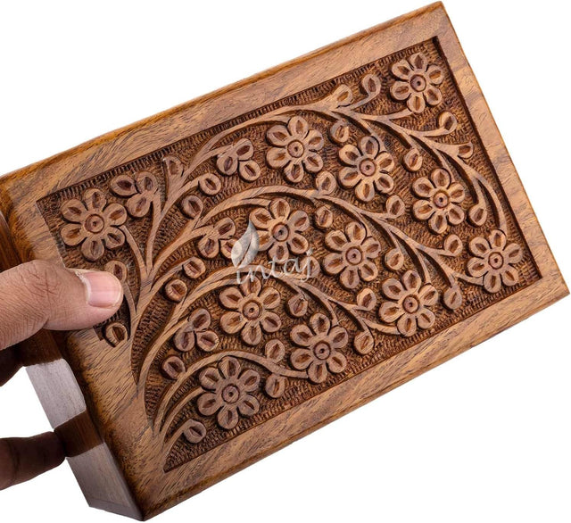 Handcarved Wooden Cremation Urn – Tree of Life Design – Suitable for Adult Men & Women – 185lbs Capacity