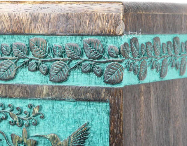 Handcarved Wooden Cremation Urn – Hummingbird Design in Rosewood – Suitable for Adult Men & Women, Mom & Dad, Pets – 180lbs Capacity