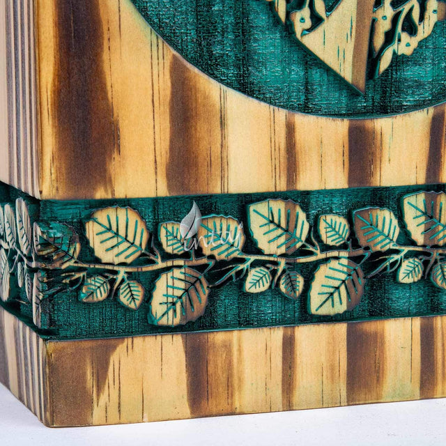Handmade Rosewood Urn – Heart Pine Tree of Life – Suitable for Adult & Dog Ashes – Small (8Hx4.75W, 115 Cu/in)