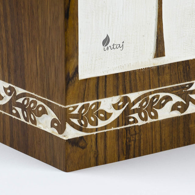 Handmade Rosewood Cremation Urn – Pyramidal Tree of Life Design – Suitable for Adult Men & Women, Mom & Dad – 150 Cu/in Capacity