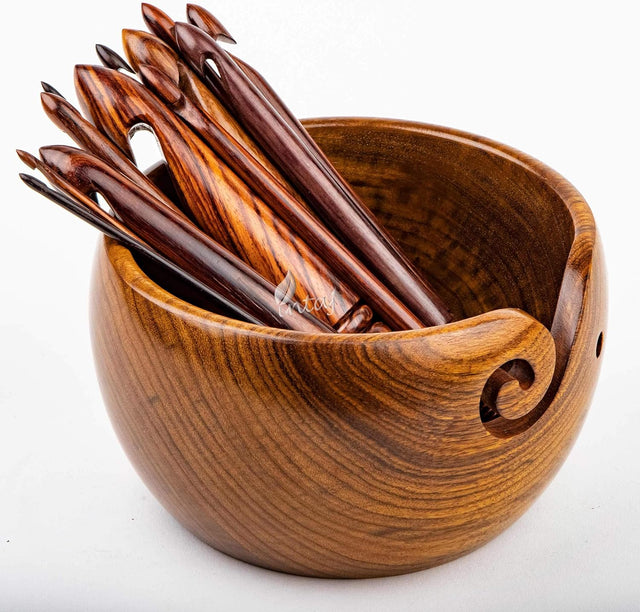 VAHandmade Wooden Crochet Hook - Set of 12 Rosewood Needle Crochet Hooks Set - Yarn Craft Knitting Needle for Chrocheting Lace Doilies Flower Projects (Rosewood, Set of 12 (1mm-25mm))