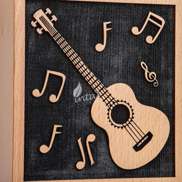 Handcarved Wooden Cremation Urn – Guitar Design Memorial Urn – Suitable for Adult Men & Women, Children & Pets – 115lbs Capacity