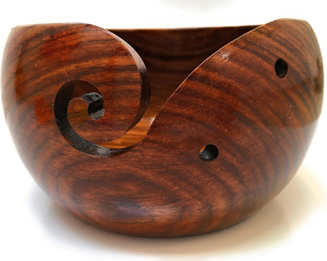 Premium Wooden Yarn Bowl For Knitting And Crochet, Large Size 7 inches by 4 inches, Durable and Portable Yarn Storage for Knitters