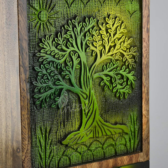 Handcarved Wooden Cremation Urn – Tree of Life Design – Suitable for Adult Men & Women, Mom & Dad – 100 Cu/in Capacity