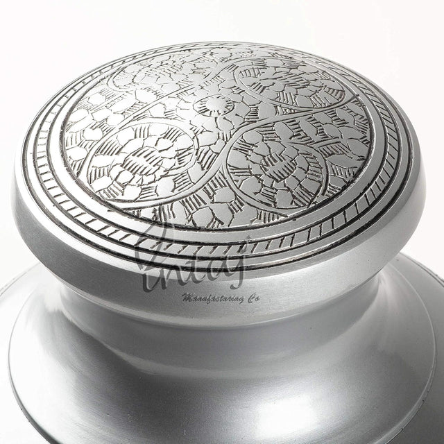 Handcrafted Cremation Urn – Arcadia Black Design in Royal Silver – Suitable for Adult Men & Women, Mom & Dad