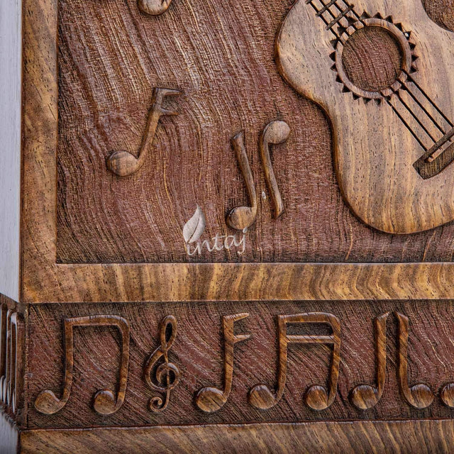 Handcarved Wooden Cremation Urn – Guitar Design Memorial Urn – Suitable for Adult Men & Women, Children & Pets – 250lbs Capacity
