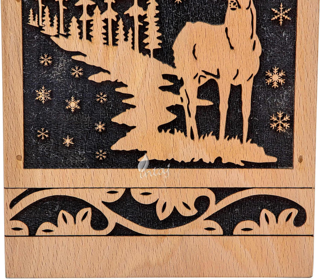 Handcarved Wooden Cremation Urn – Deer Carved Design in Beechwood – Suitable for Adult Men & Women, Mom & Dad, and Pet Dogs – 250 Cu/in Capacity