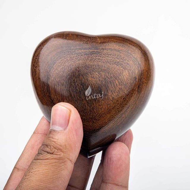 Handcarved Wooden Heart Cremation Urn – Hummingbird Design – Suitable for Dogs & Cats – 10 Cu/in Capacity