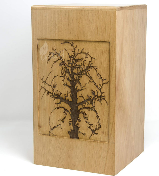 Handmade Rosewood Cremation Urn – People's Tree Design – Suitable for Adult Men & Women, Mom & Dad – 100 Cu/in Capacity