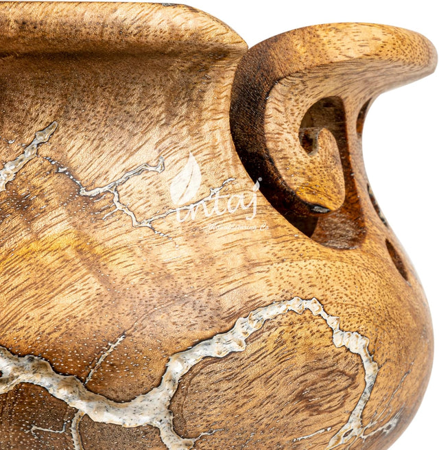 Handcrafted Wooden Yarn Bowl – Mango Wood, Ideal for Knitting & Crocheting – Perfect Gift for Yarn Lovers – X-Large (7" Dia x 4" H)