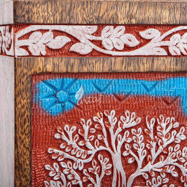 Handcarved Wooden Cremation Urn – Tree of Life Design – Suitable for Adult Men & Women, Mom & Dad, and Dogs – 180 Cu/in Capacity