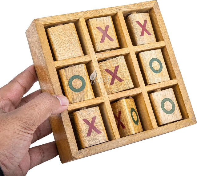 Tic Tac Toe Wood Coffee Tables Family Games to Play a Classic Game Home Decor for Living Room Rustic Table Decor and Use as Game Top Wood Guest Room Decor (Mango Wood, Medium (6.1x6.1))