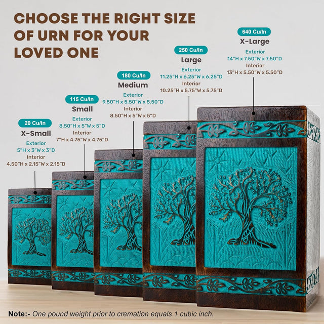 Handcarved Wooden Cremation Urn – Tree of Life Design – Suitable for Adult Men & Women, Mom & Dad – 250lbs Capacity