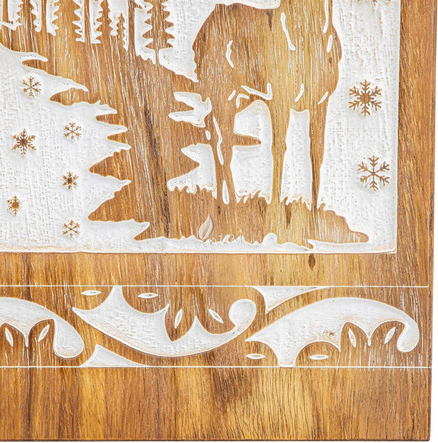 Handcarved Wooden Cremation Urn – Deer Carved Design in White Rosewood – Suitable for Adult Men & Women, Mom & Dad, and Pet Dogs – 115 Cu/in Capacity