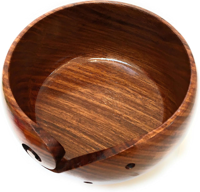 Premium Wooden Yarn Bowl For Knitting And Crochet, Large Size 7 inches by 4 inches, Durable and Portable Yarn Storage for Knitters
