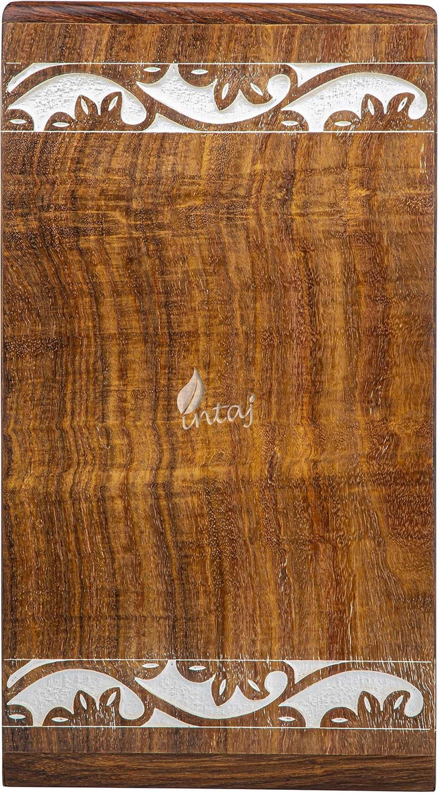 Handcarved Wooden Cremation Urn – Deer Carved Design in Custom White Rosewood – Suitable for Adult Men & Women, Mom & Dad, and Pet Dogs – 250 Cu/in Capacity