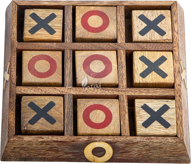 Tic Tac Toe Wooden Board Game Table Toy Player Room Decor Tables Family XOXO Decorative Pieces Adult Rustic Kids Play Travel Backyard Discovery Night Level Drinking Romantic Decorations