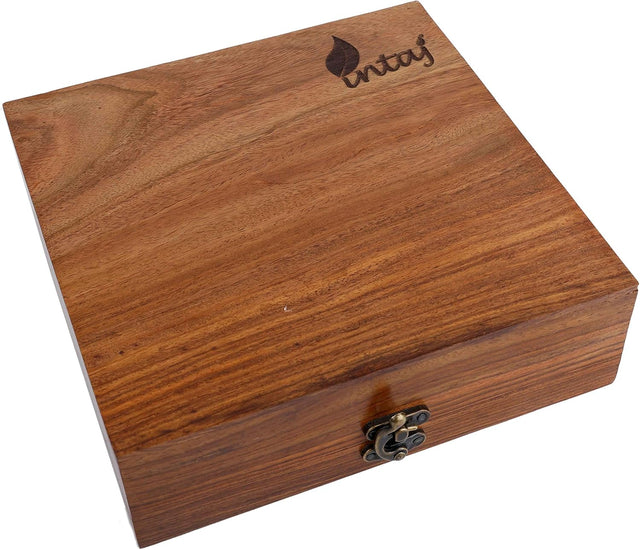 Handmade Spice Box - Wood Spice Containers for Kitchen - Rosewood Spice Racks Organizers Handcrafted - Wooden Masala Box (Rosewood, 8x8x2.5-9 Racks)