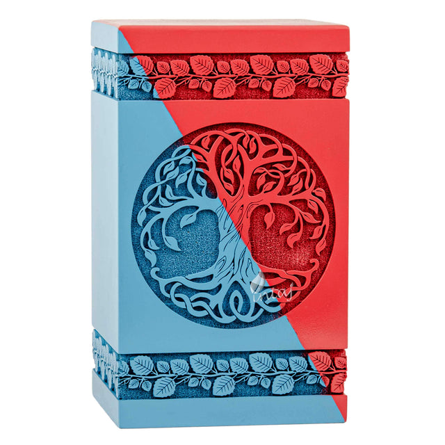 Handcarved Wooden Cremation Urn – Celtic Knot Tree of Life – Suitable for Adult Men & Women, Mom & Dad – 180lbs Capacity