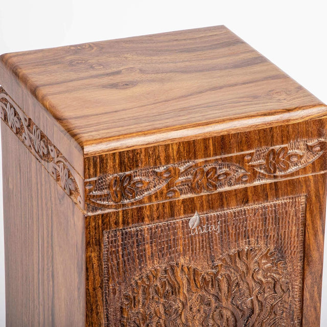 Handcarved Wooden Cremation Urn – Rosewood Heart Tree Design – Suitable for Adult Men & Women, Mom & Dad, Pets – 180 Cu/in Capacity