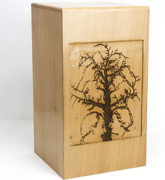 Handmade Rosewood Cremation Urn – People's Tree Design – Suitable for Adult Men & Women, Mom & Dad – 100 Cu/in Capacity