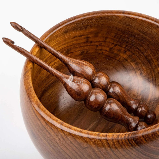 Handmade Wooden Crochet Hook - Rosewood Needle Crochet Hooks Set - Yarn Craft Knitting Needle for Chrocheting Lace Doilies Flower Projects (09.00 mm, Ergonomic Turned Rosewood)