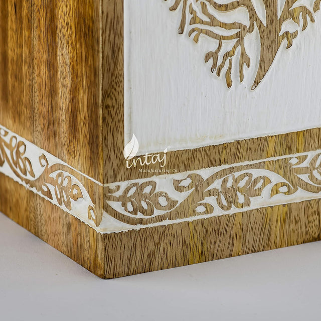 Handcarved Wooden Cremation Urn β Antique Heart Tree of Life in Rosewood β Suitable for Adult Men & Women, Mom & Dad, Pets β 115 Cu/in Capacity