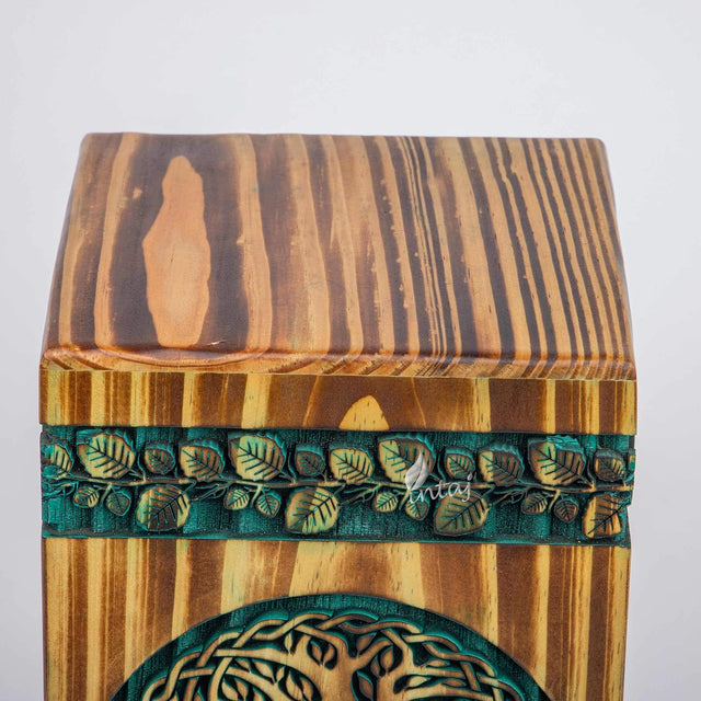 Handmade Rosewood Urn – Celtic Pine Tree of Life – Suitable for Adult & Dog Ashes – X-Small (7.5Hx4.25W, 100 Cu/in)