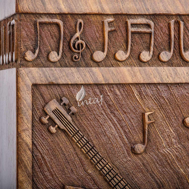 Handcarved Wooden Cremation Urn – Guitar Design Memorial Urn – Suitable for Adult Men & Women, Children & Pets – 250lbs Capacity