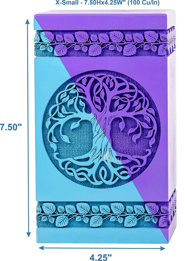 Hand-Carved Wooden Cremation Urn – Tree of Life – Suitable for Adult Male & Female – 250lbs