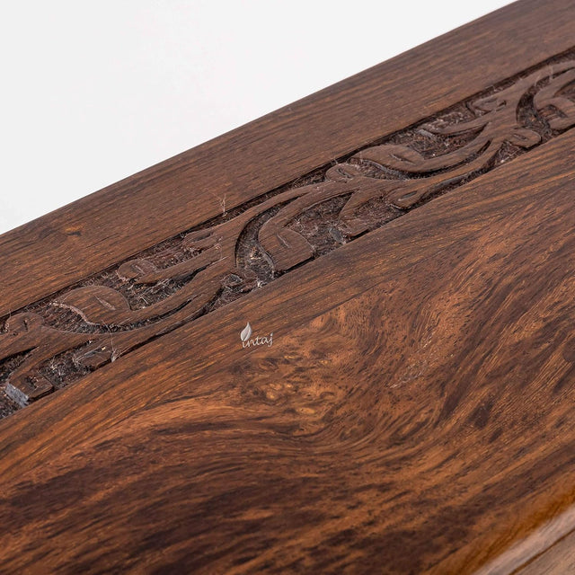 Handcarved Wooden Cremation Urn – Custom Border Carved Design – Suitable for Adult Men & Women, Mom & Dad – 185 Cu/in Capacity